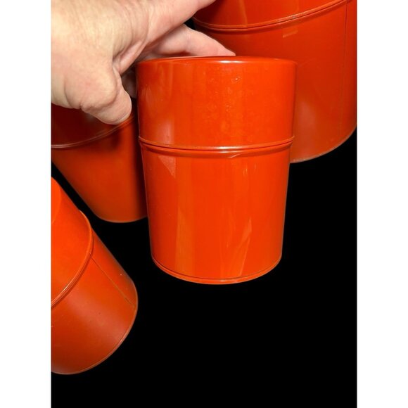 Vintage 70s Style Metal Nesting Canisters Set 4 Mid Century Macy's Cellar - Picture 7 of 15